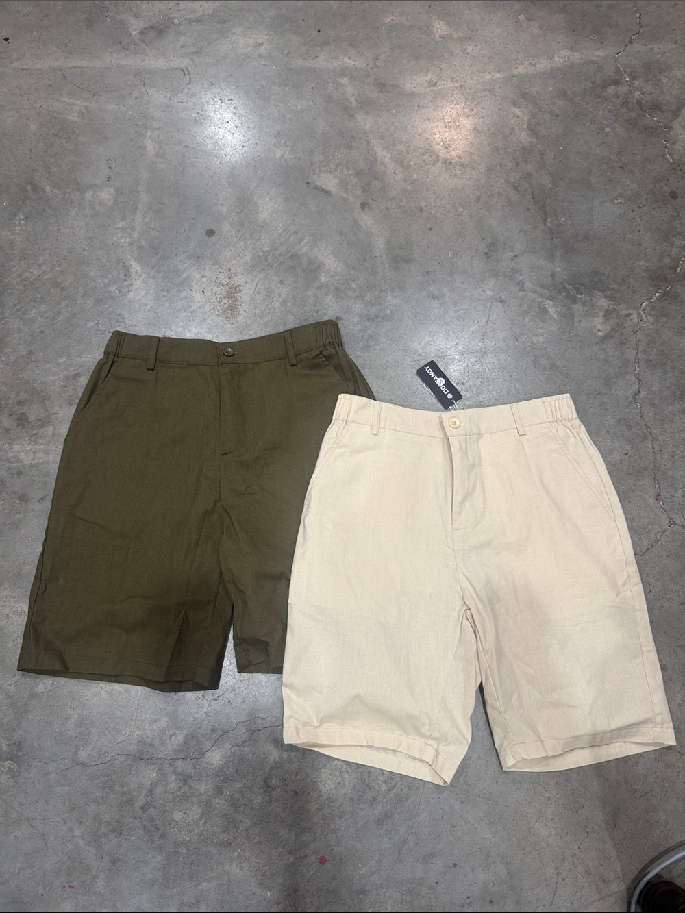Men's Flat Front Shorts in Olive and Beige – Lightweight linen Blend